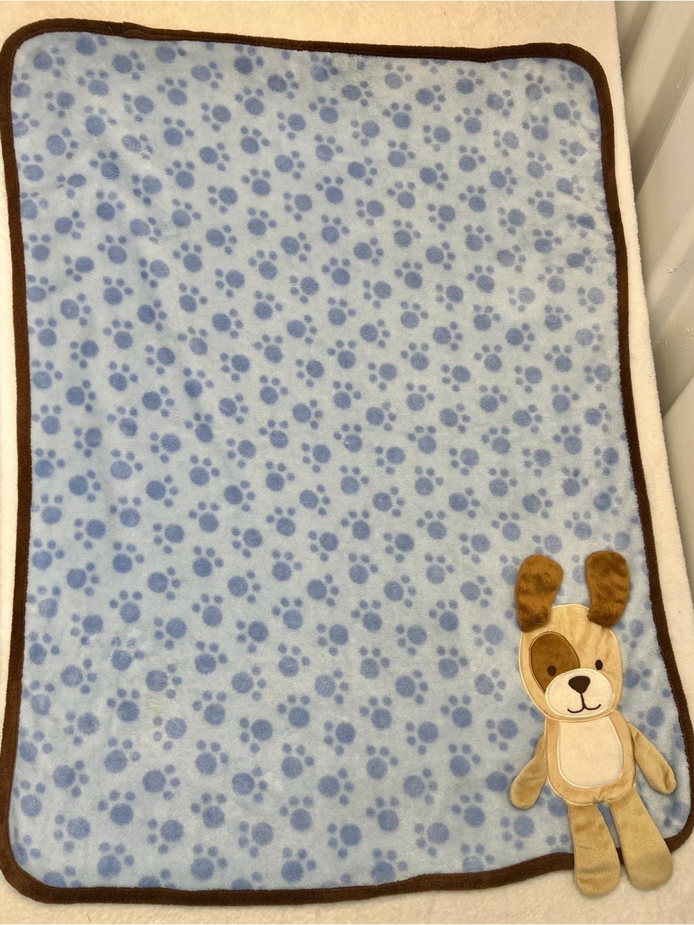 Koala Baby Brown Blue Paw Print 3D Puppy Dog Baby Security Blanket Lovey Fleece - Picture 2 of 9